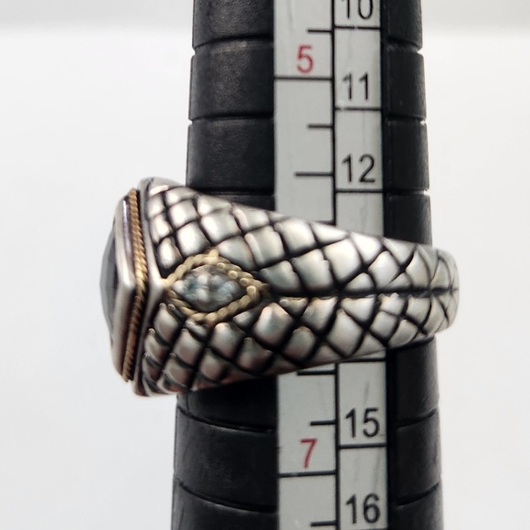 ELEGANZA Smoky Quartz, Diamonds, 925 Silver, 18K Gold ring, size 6, preloved - Picture 4 of 8